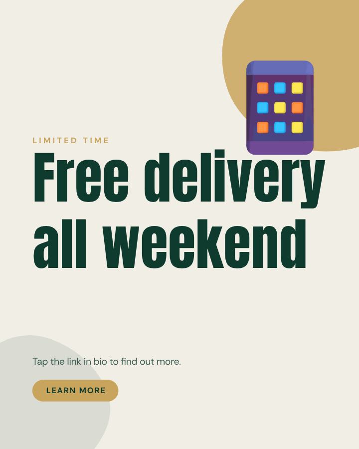 Emerald Free delivery all weekend Announcement Post — editable social media template