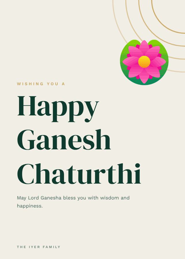 Emerald Ganesh Chaturthi Greeting Card — editable festivals template