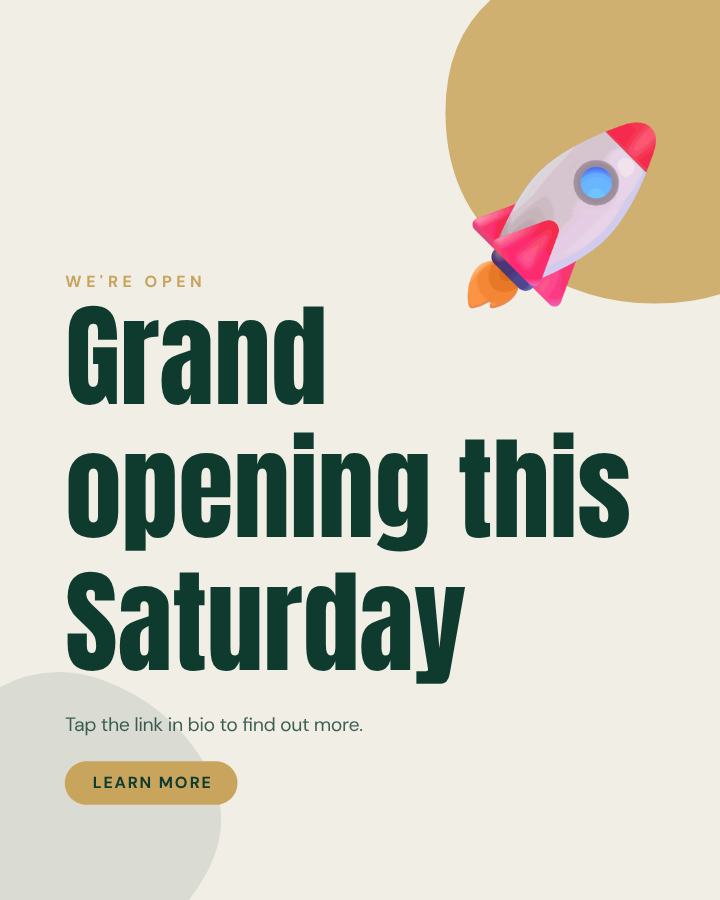 Emerald Grand opening this Saturday Announcement Post — editable social media template