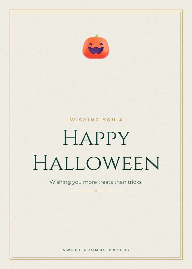Emerald Halloween Greeting Card — editable festivals template