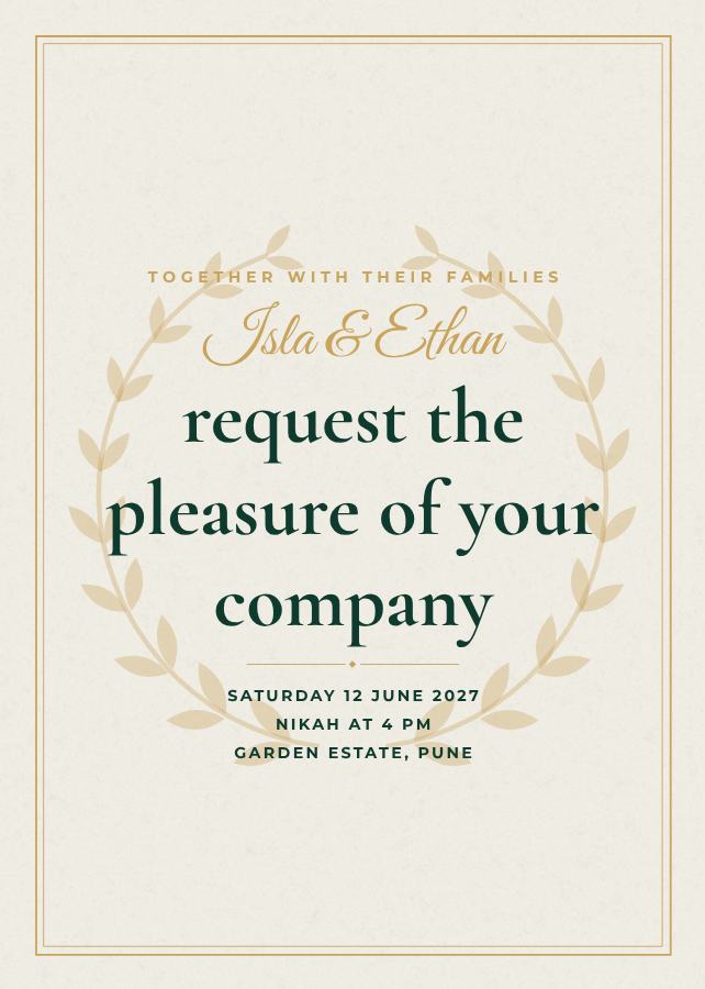 Emerald Isla and Ethan Wedding Invitation — editable wedding template
