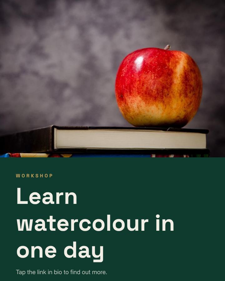 Emerald Learn watercolour in one day Announcement Post — editable social media template