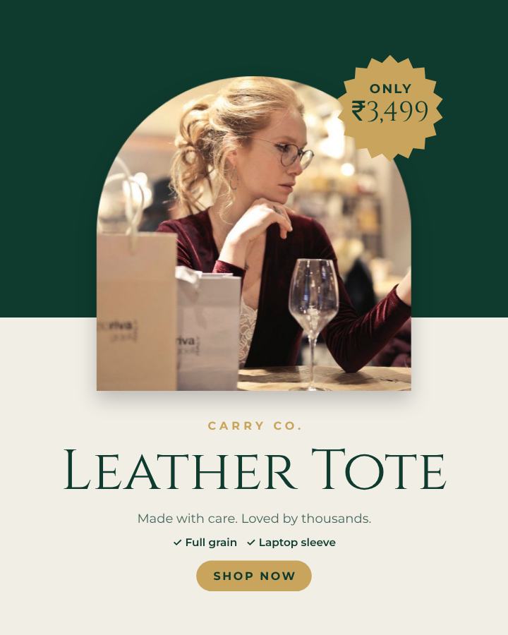 Emerald Leather Tote Product Ad — editable marketing template