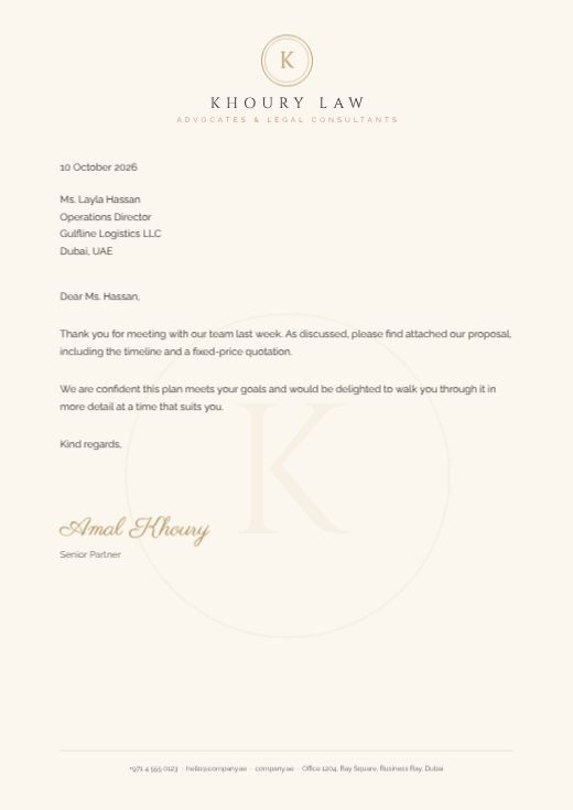 Emerald Monogram Law Letterhead template