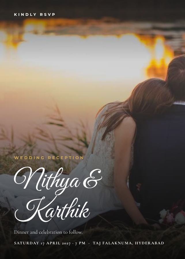 Emerald Nithya and Karthik Reception Invite — editable wedding template
