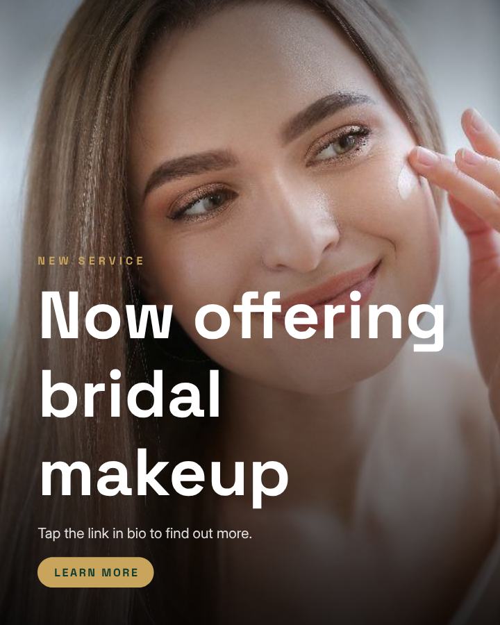 Emerald Now offering bridal makeup Announcement Post — editable social media template