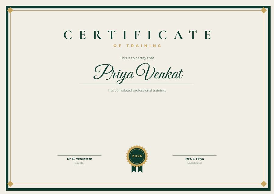 Emerald Of Training Certificate Classic — editable certificates template