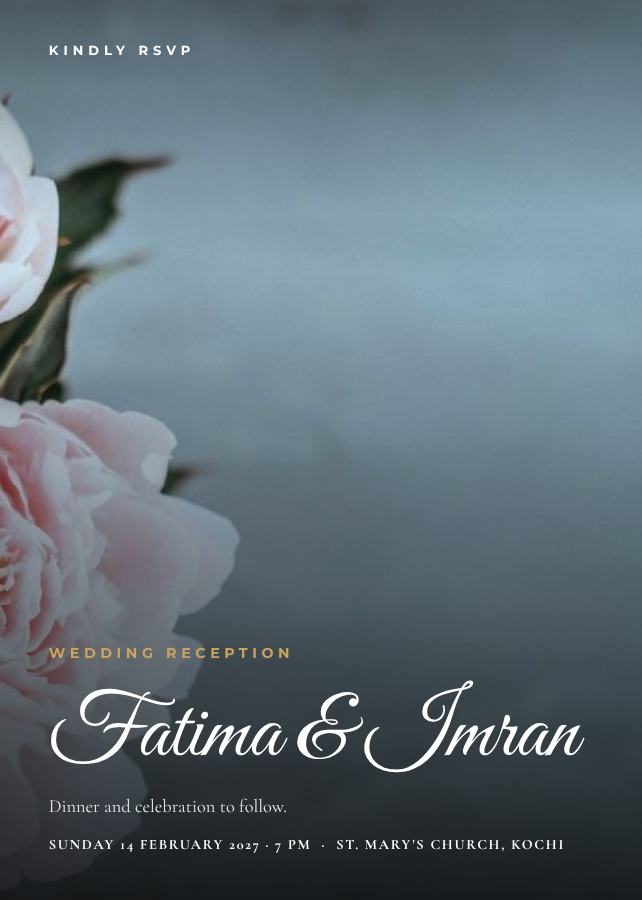Emerald Photo Fatima and Imran Reception Invite — editable wedding template