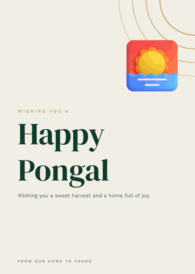 Emerald Pongal Greeting Card — editable festivals template