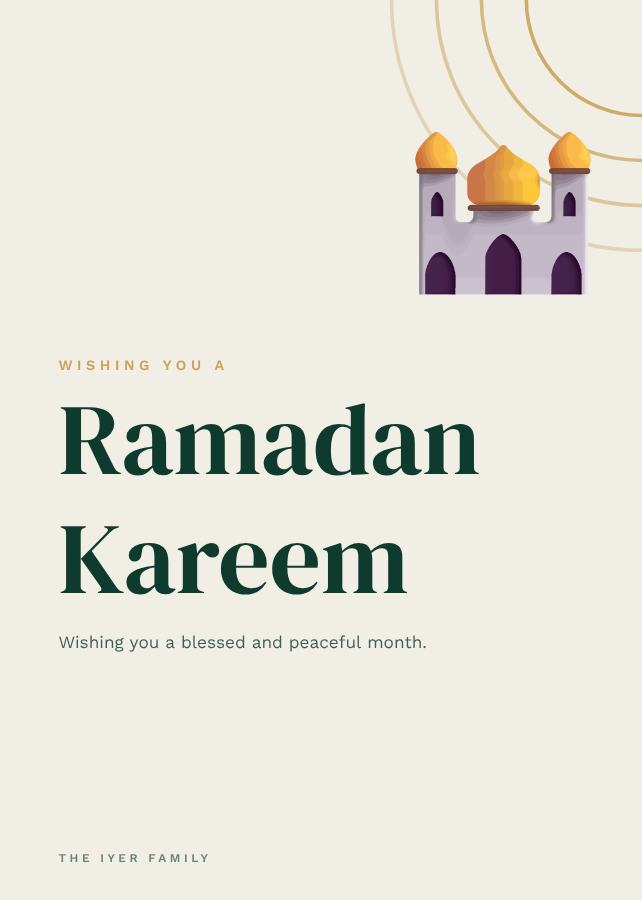 Emerald Ramadan Greeting Card — editable festivals template