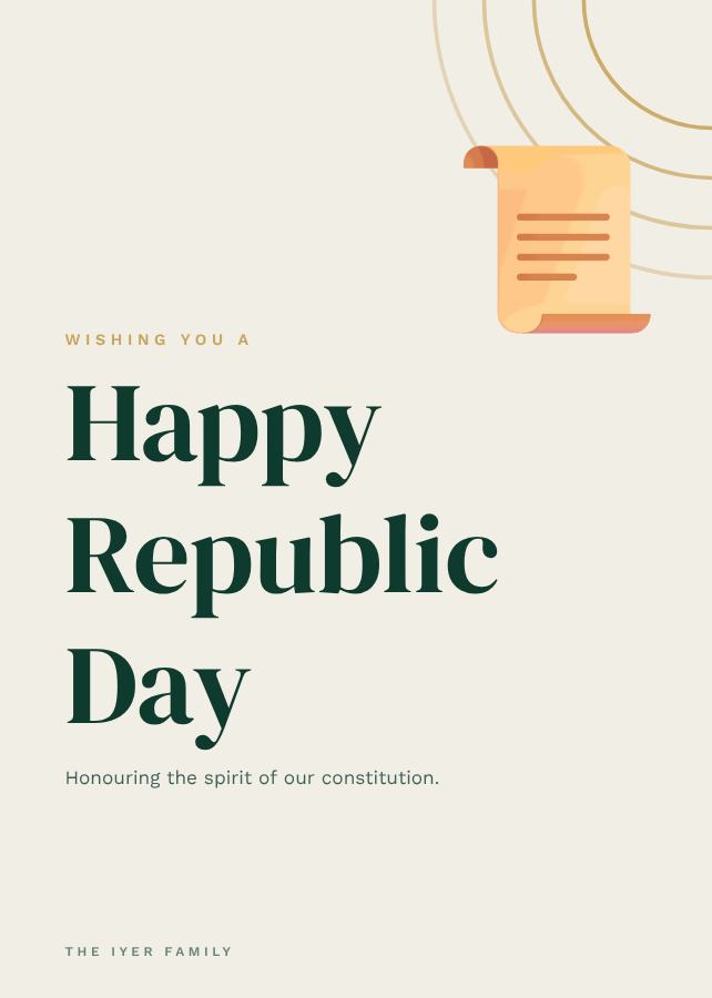 Emerald Republic Day Greeting Card — editable festivals template