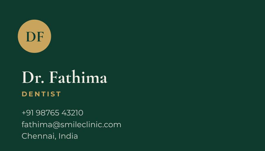 Emerald Smile Clinic Dark Business Card — editable business template