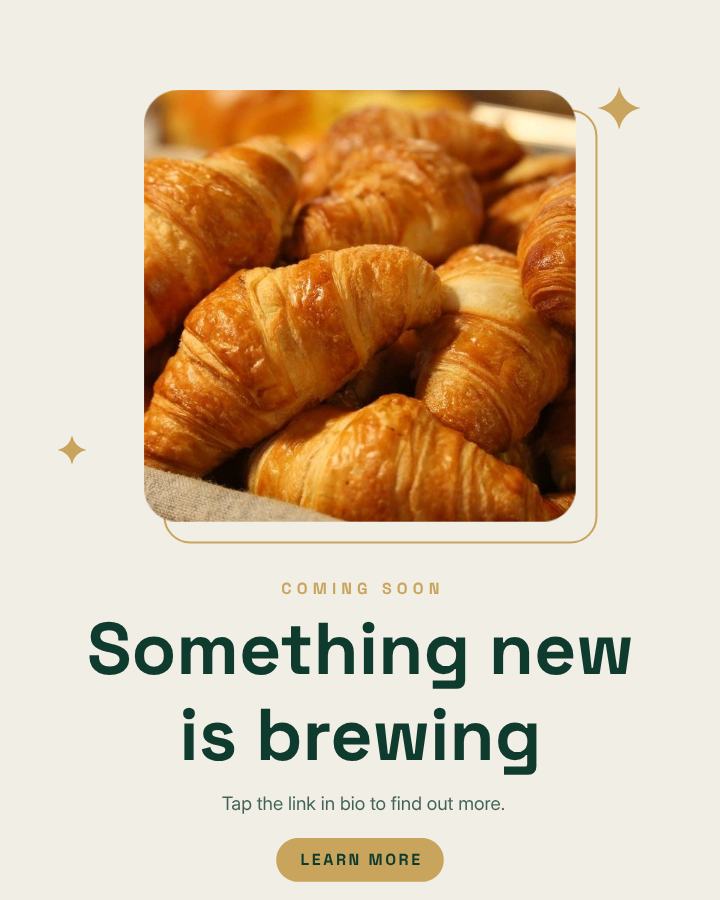 Emerald Something new is brewing Announcement Post — editable social media template