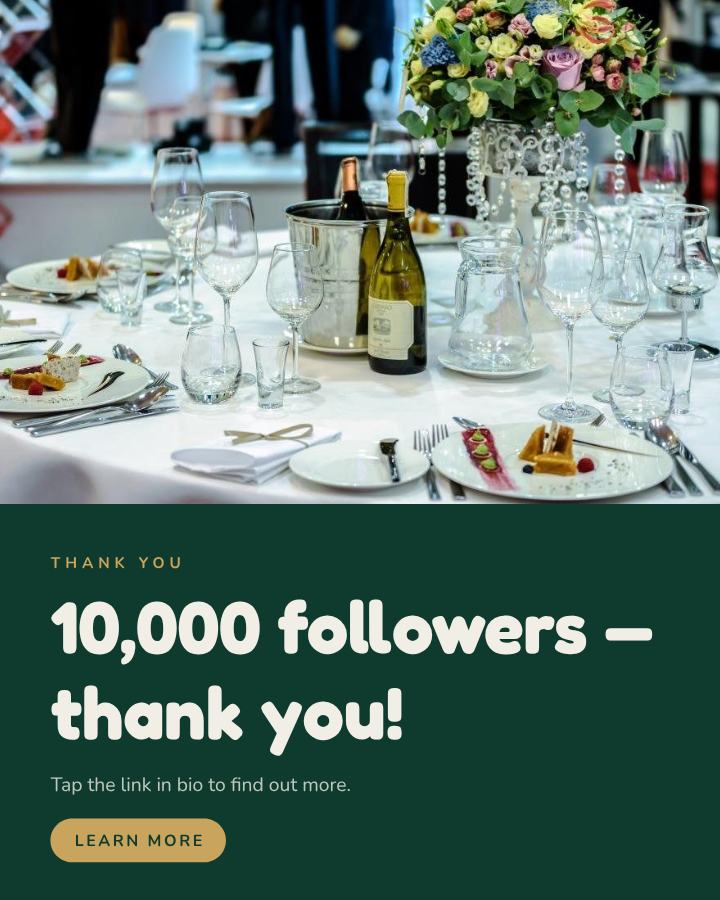 Emerald Split 10,000 followers — thank you! Announcement Post — editable social media template