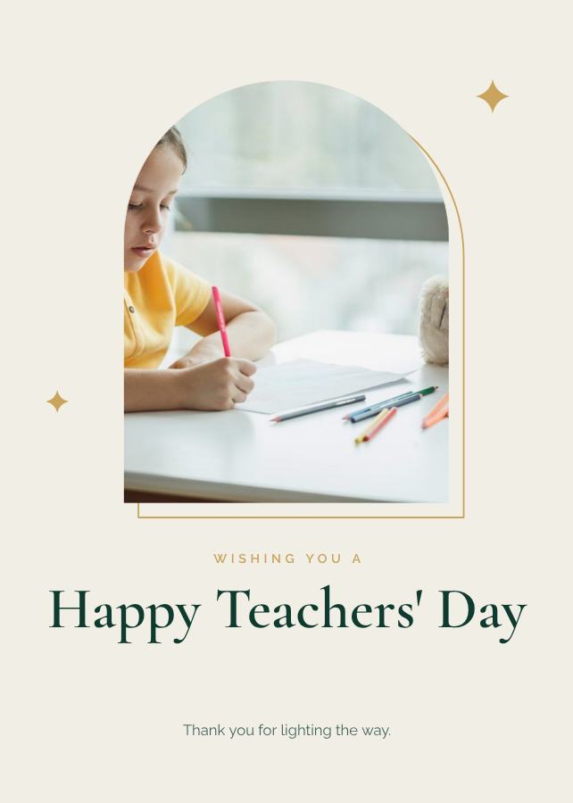 Emerald Teachers' Day Greeting Card — editable festivals template