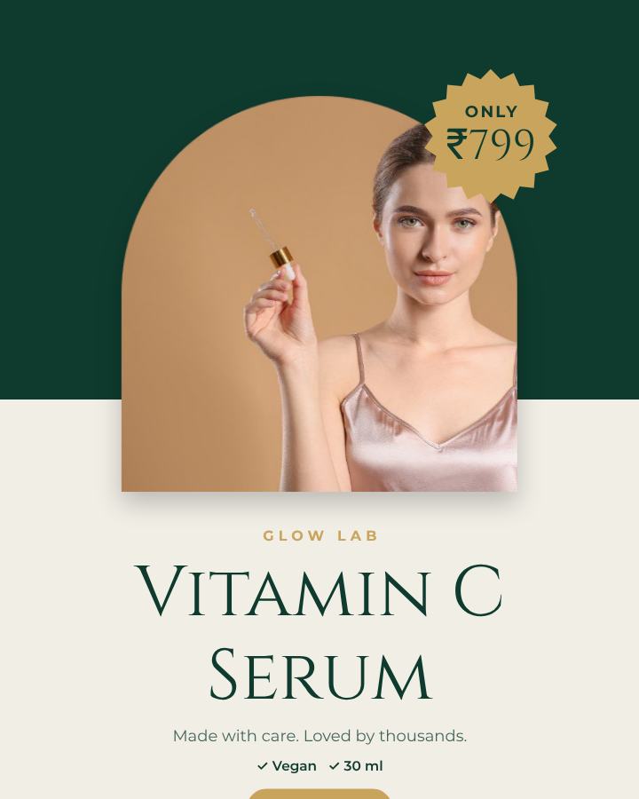 Emerald Vitamin C Serum Product Ad — editable marketing template