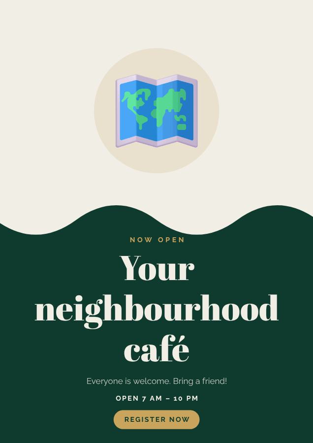 Emerald Your neighbourhood café Poster — editable marketing template