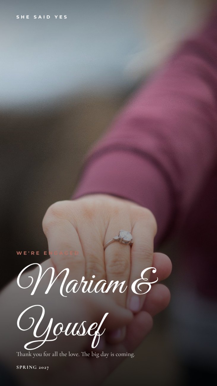 Engagement Announcement Story — editable wedding template