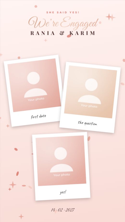 Engagement Blush Polaroid Memories Story template