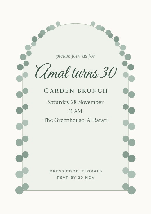 قالب بطاقة دعوة مجاني — Eucalyptus Arch Garden Brunch Invite