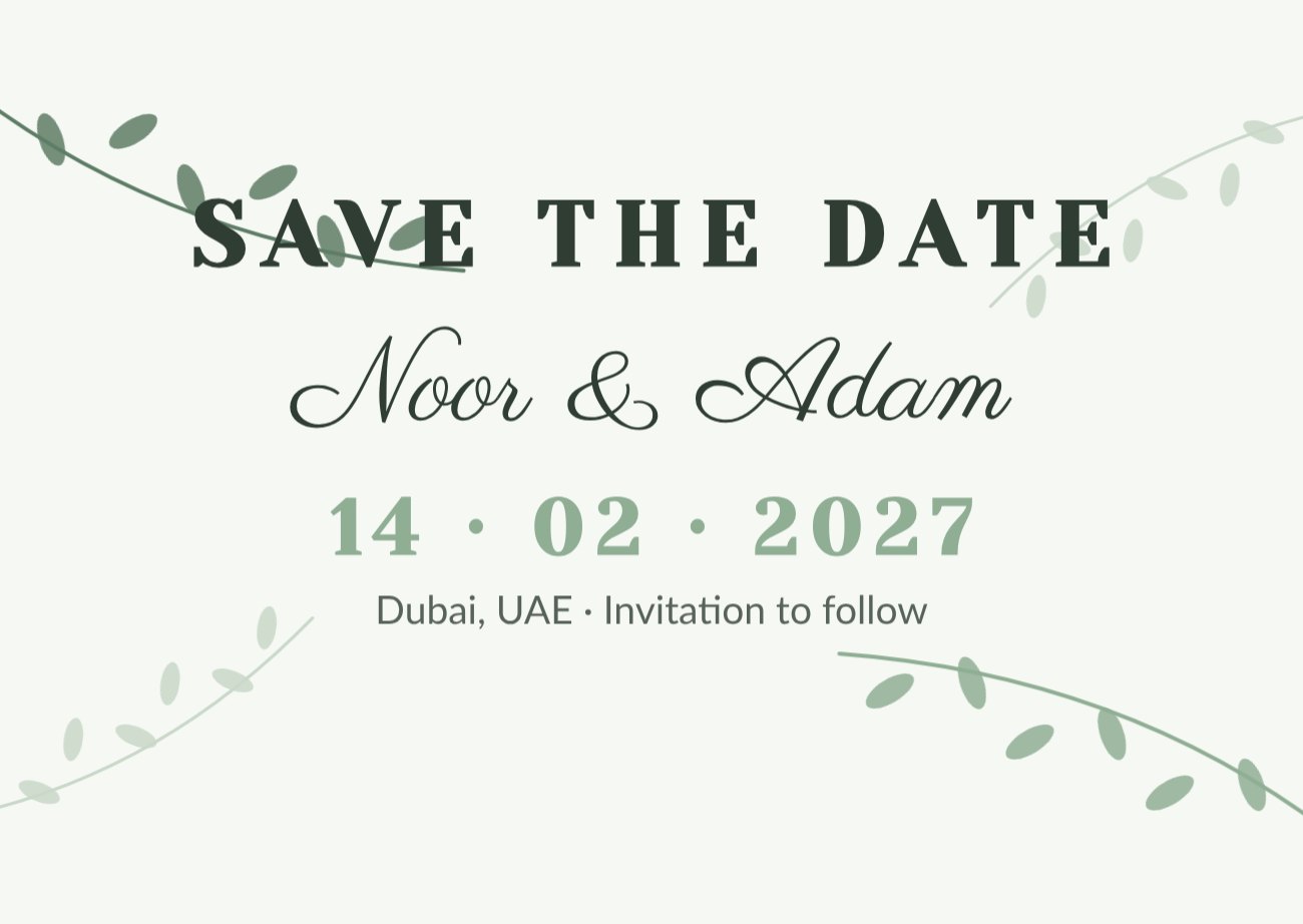Eucalyptus Save the Date — editable wedding template