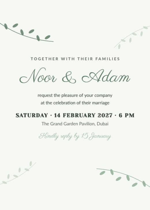 Eucalyptus Wedding Invitation template