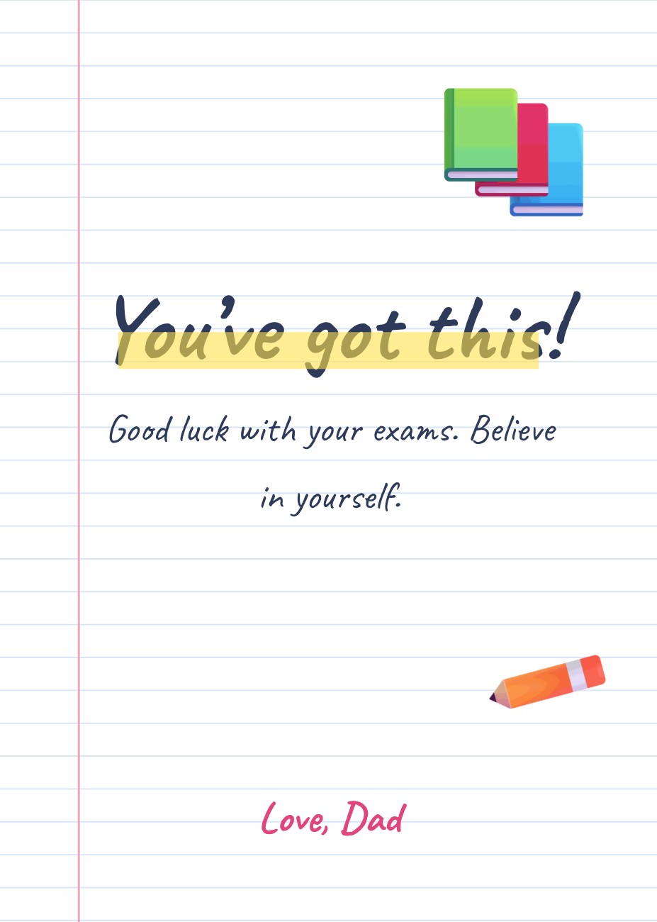 Exam Good Luck Card — editable cards template