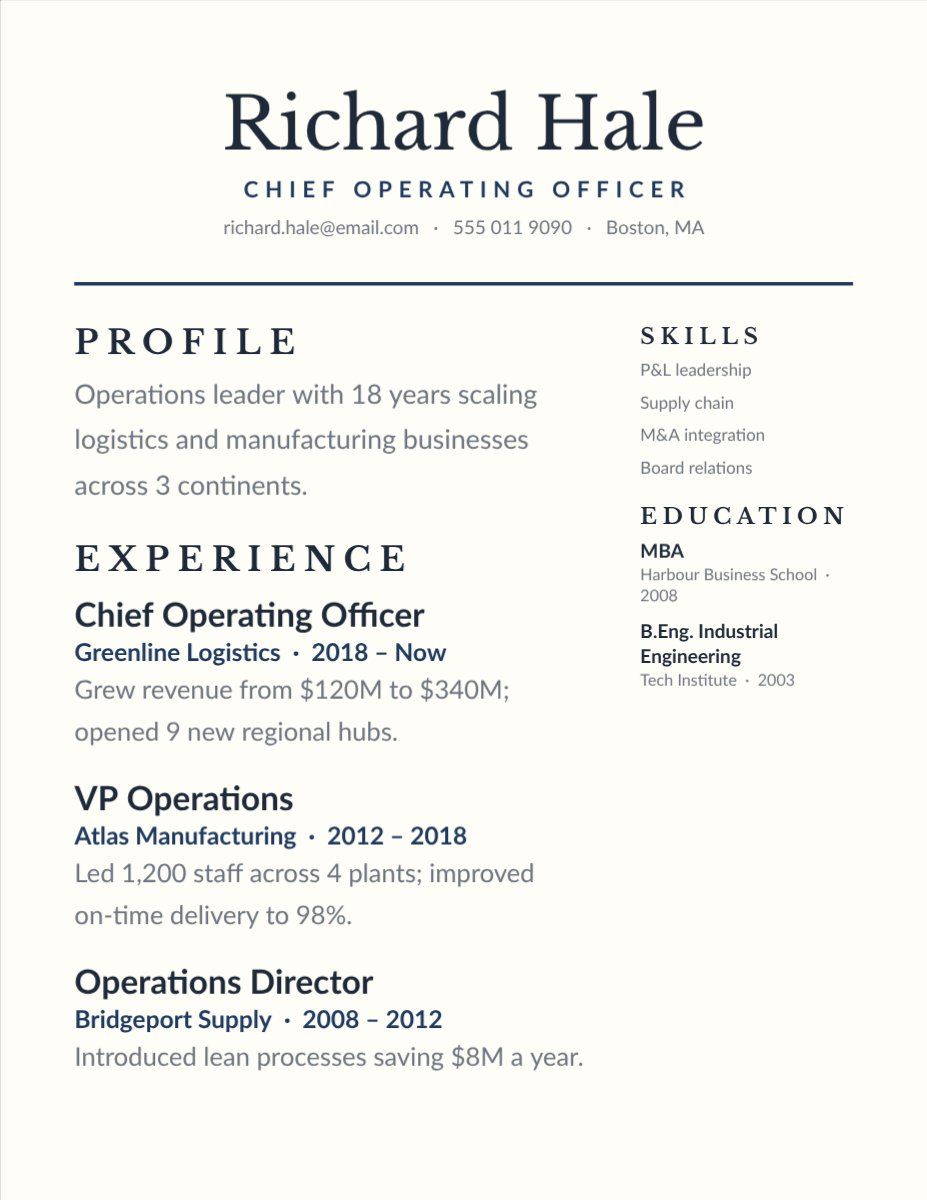 Executive Classic Resume — editable resume template