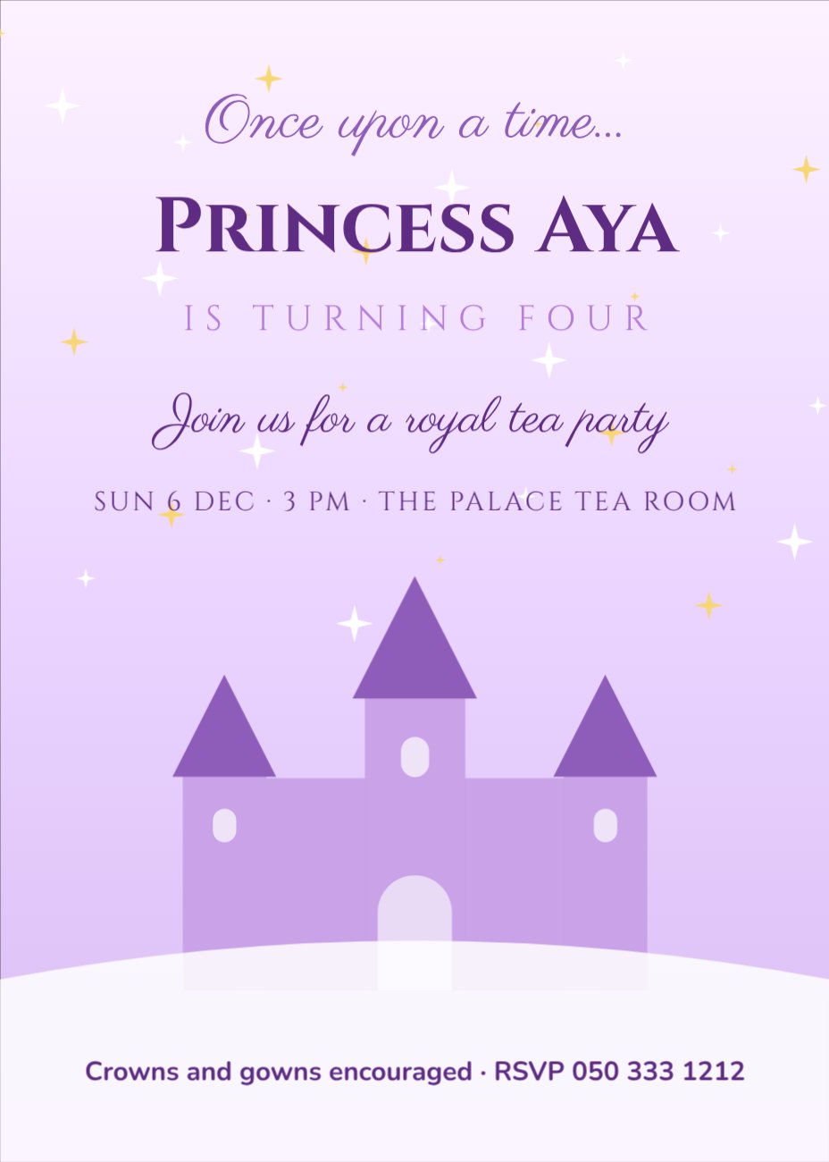 Fairytale Castle Princess Invitation — editable birthday template