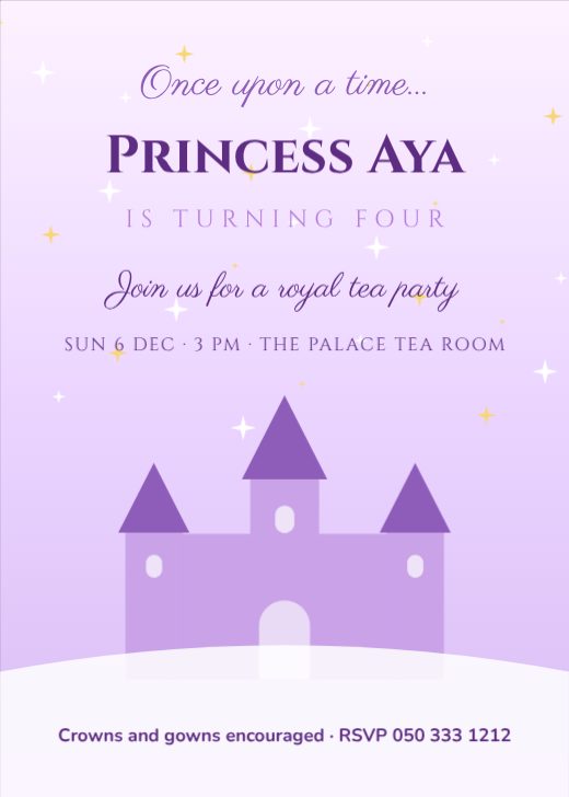 Fairytale Castle Princess Invitation template