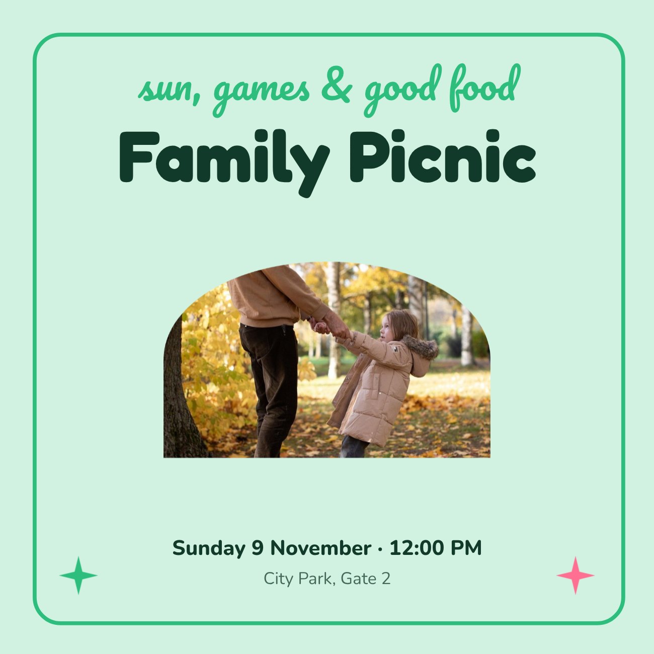 Family Picnic Church Post — editable events template