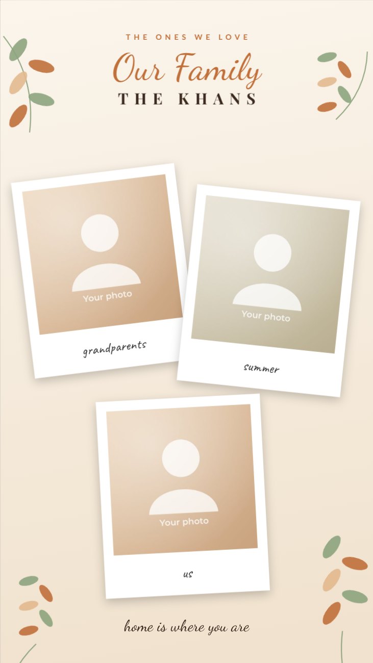Family Warmth Polaroid Memories Story — editable love & family template