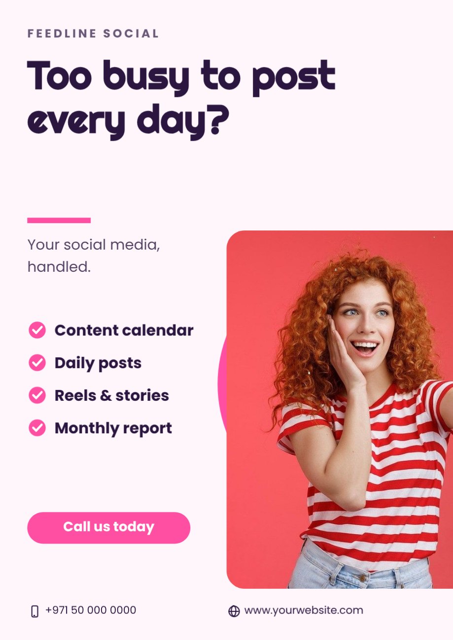 Feedline Social Question Flyer — editable marketing template