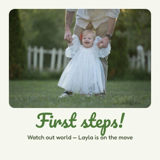 First Steps Milestone Post — free baby shower invitation template