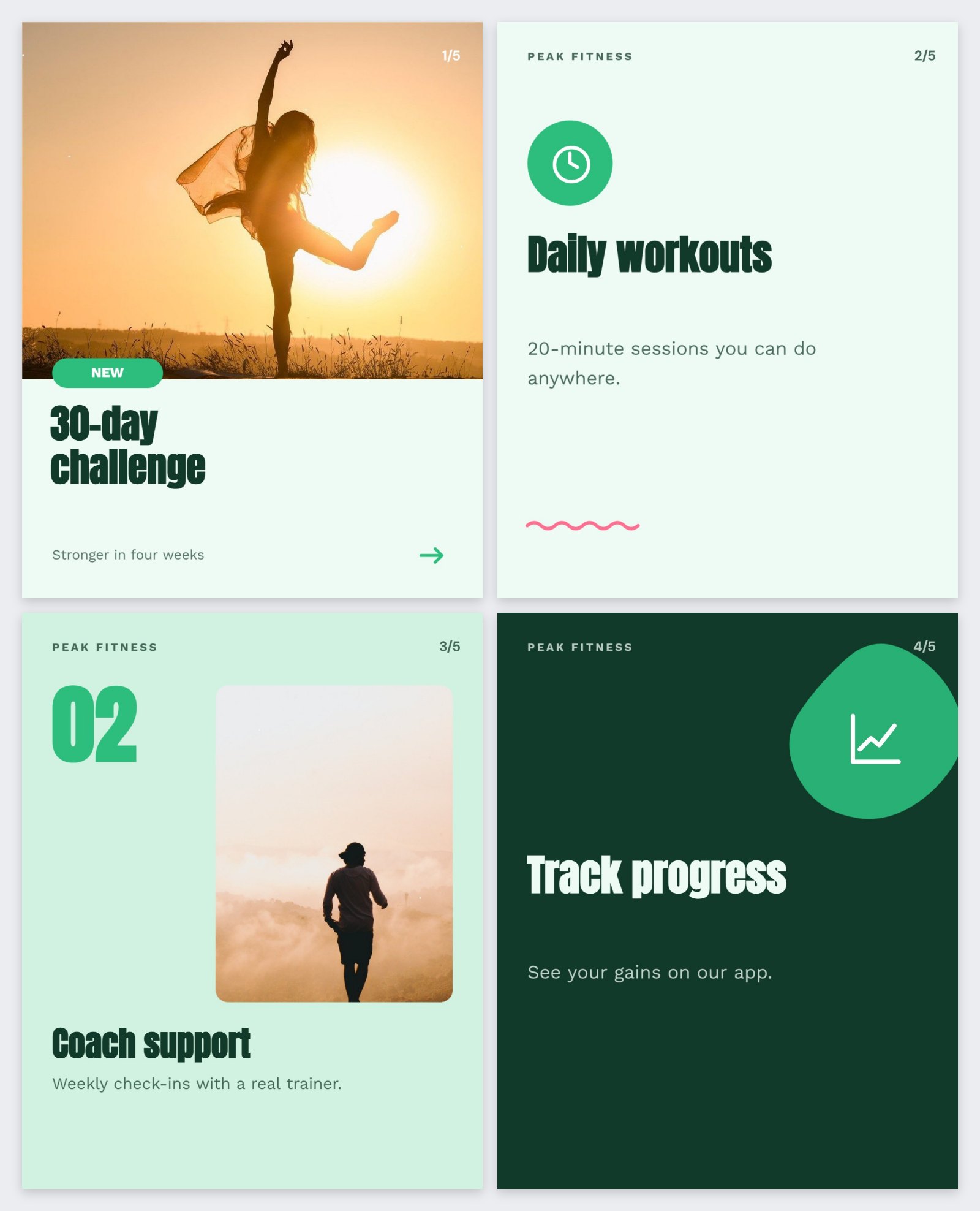 Fitness Challenge Instagram Carousel — editable social media template