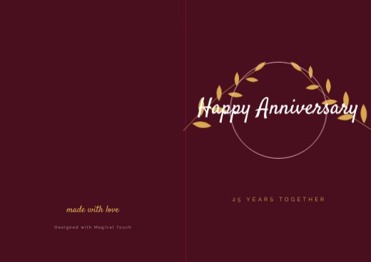Floral Anniversary Folded Card — free anniversary card template