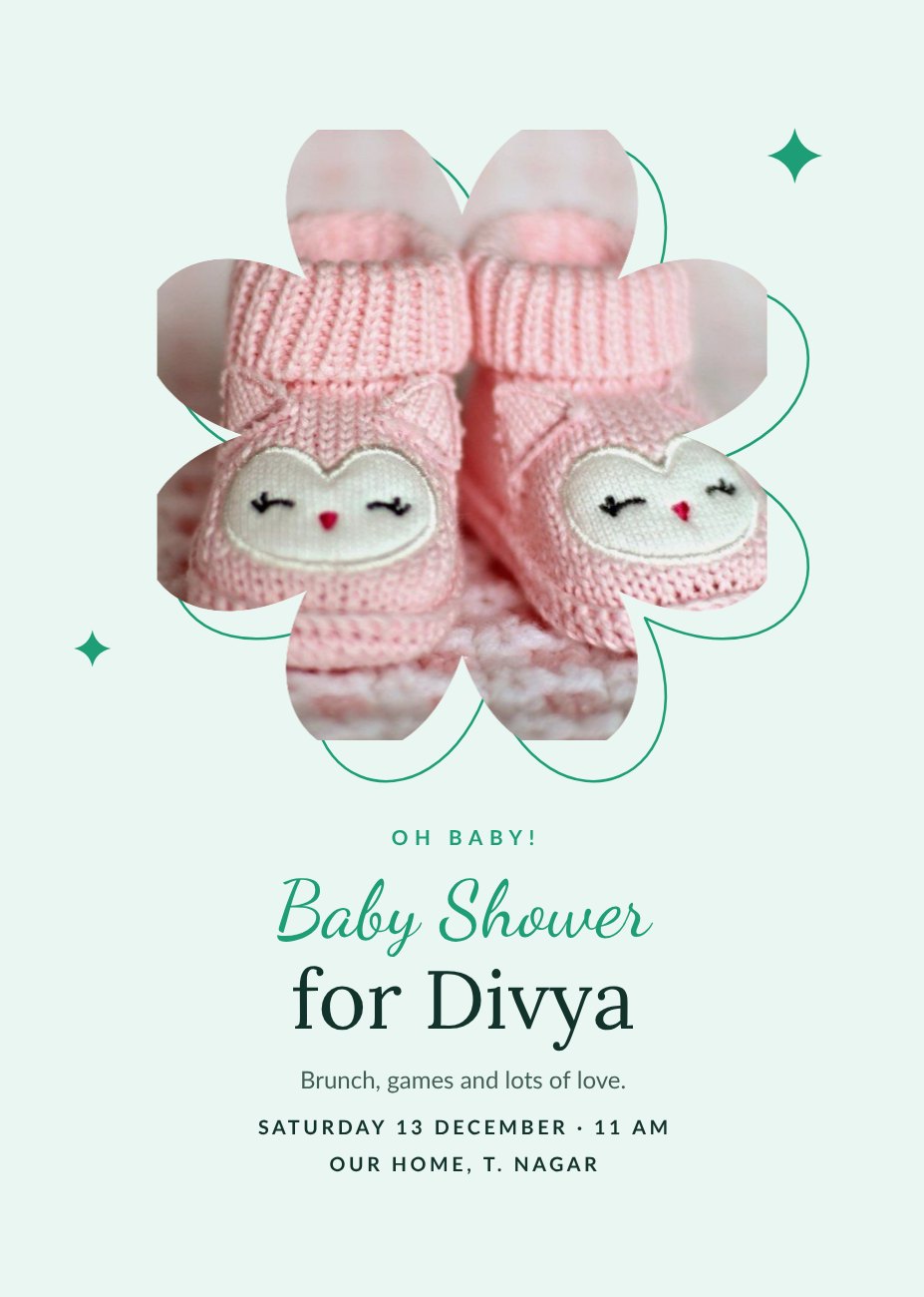 Flower Frame Baby Shower Invitation — editable love & family template