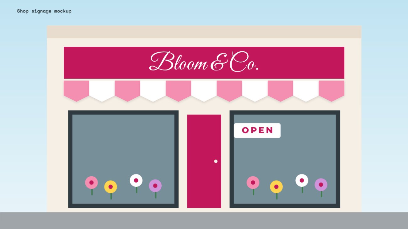 Flower Shop Storefront Signage Mockup — editable business template