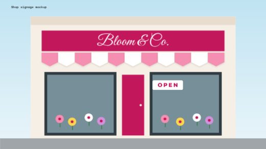Flower Shop Storefront Signage Mockup — free brand kit template
