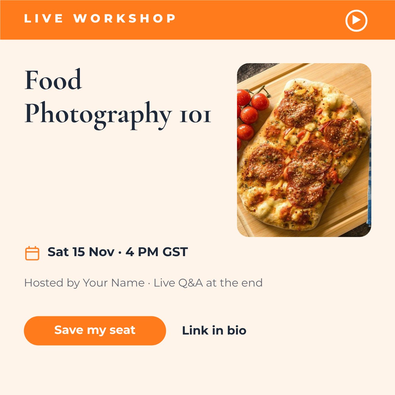 Food Photography 101 Webinar Post — editable marketing template