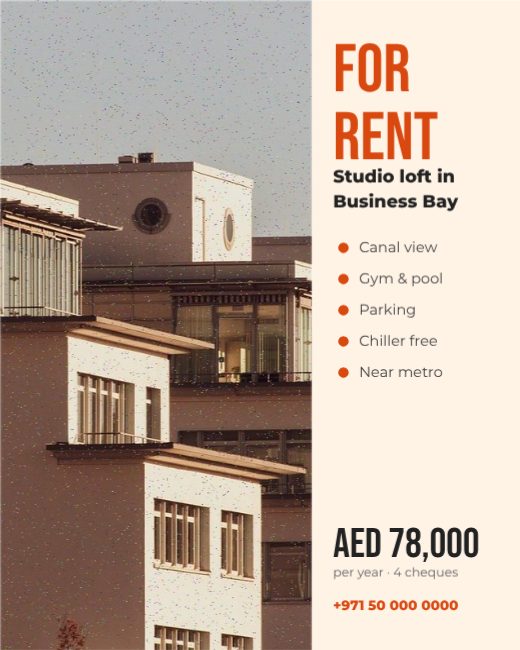 For Rent Studio Listing Post — free real estate design template