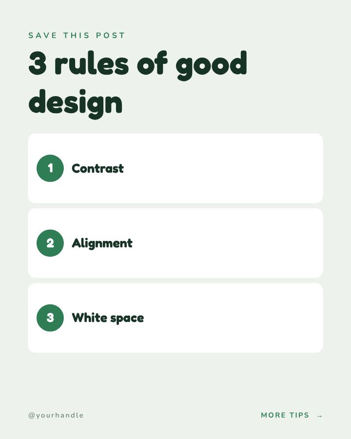 Forest 3 rules of good design Tips Post — editable social media template