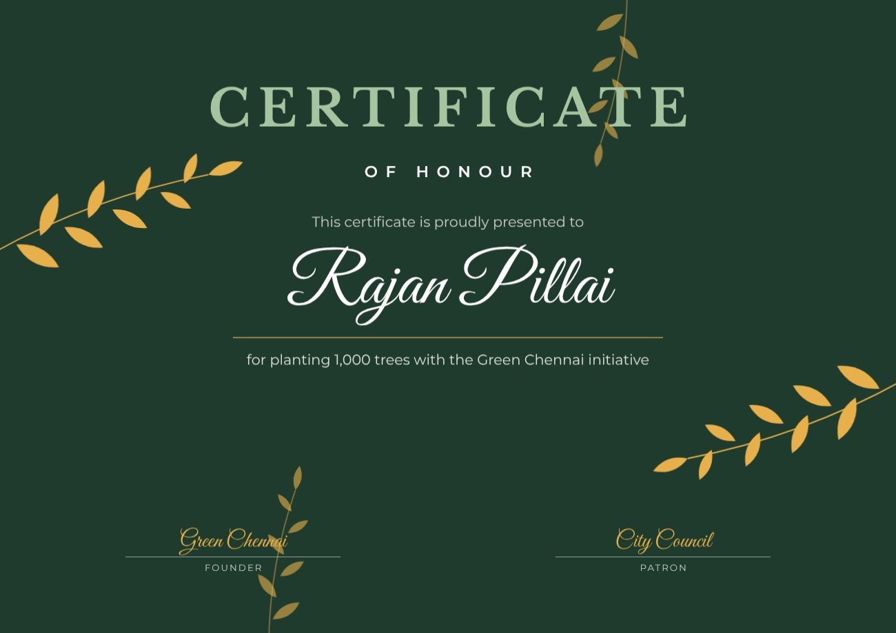 Forest Botanical Honour Certificate — editable certificates template