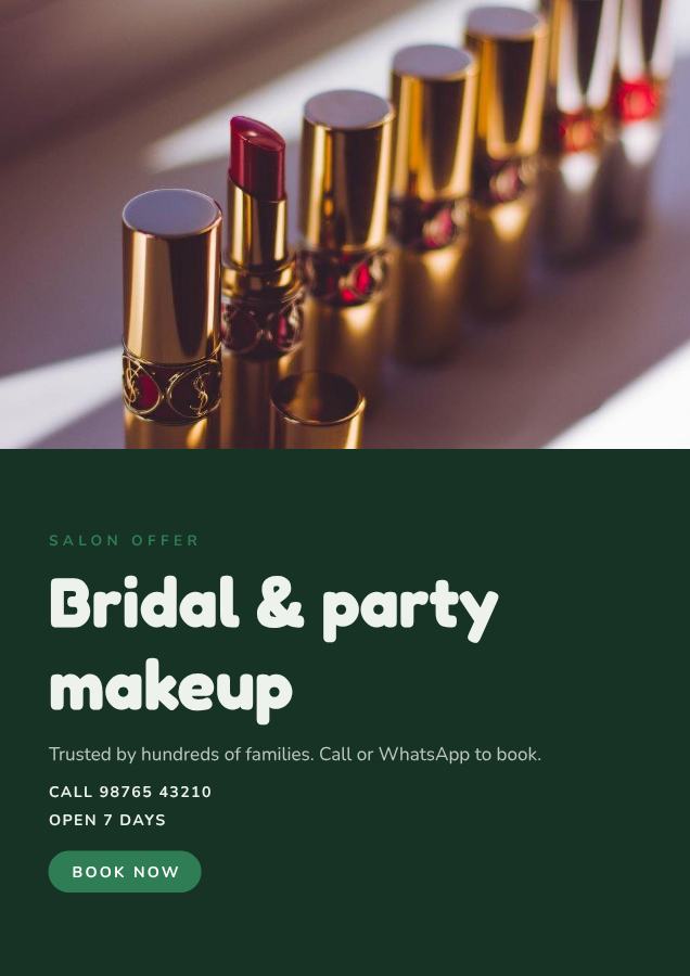 Forest Bridal & party makeup Salon offer Flyer Offer — editable business template