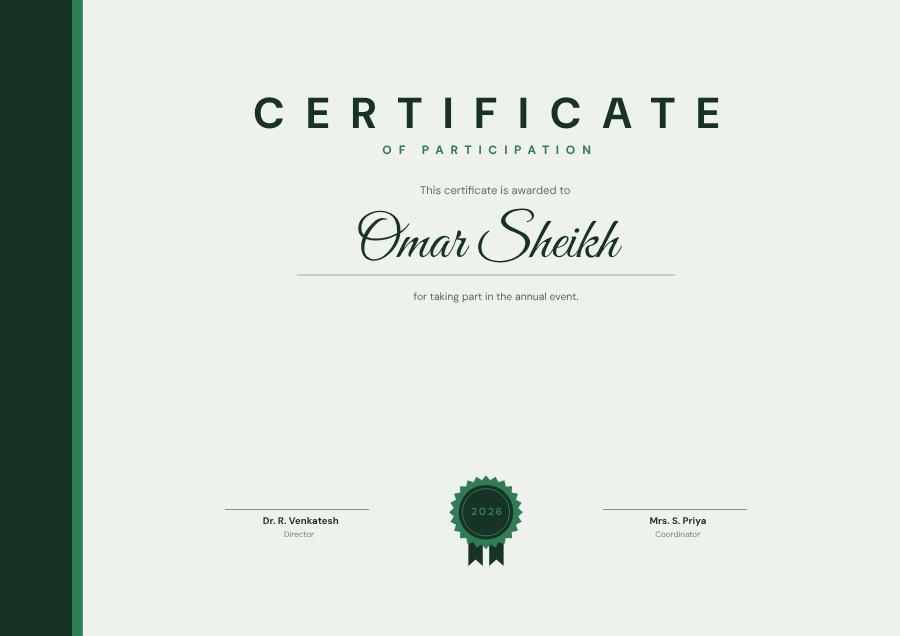 Forest Certificate Of Participation Certificate Formal — editable certificates template