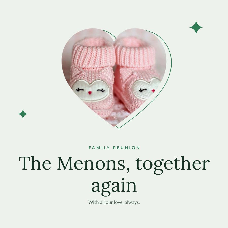 Forest Family reunion The Menons, together again Wishes — editable love & family template