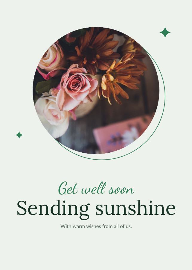 Forest Get well soon sending sunshine Card X — editable cards template