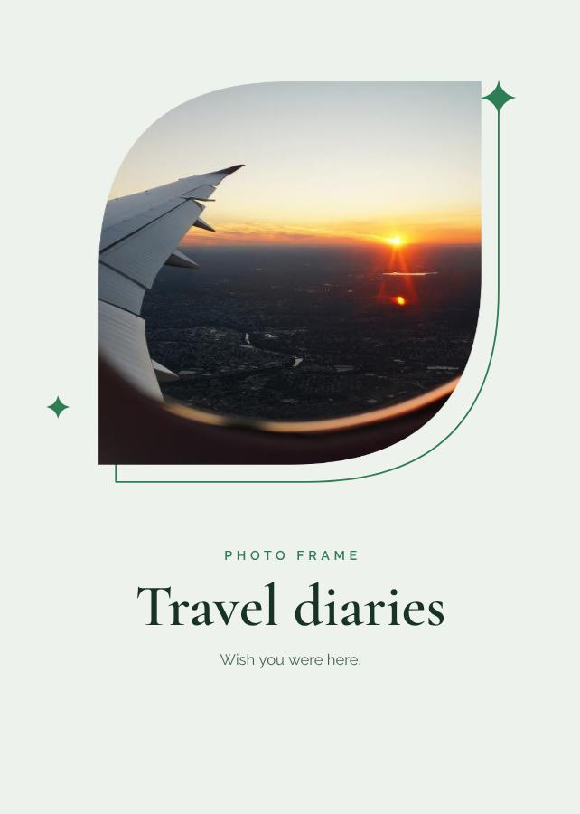 Forest Leaf Frame Travel diaries — editable photo collage template