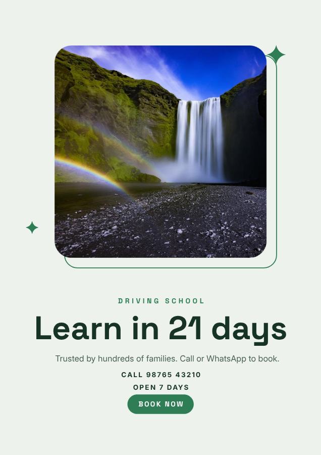 Forest Learn in 21 days Driving school Flyer Promo — editable business template
