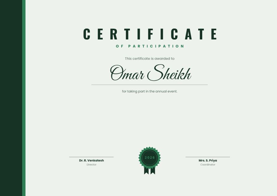 Forest Of Participation Certificate Formal — editable certificates template